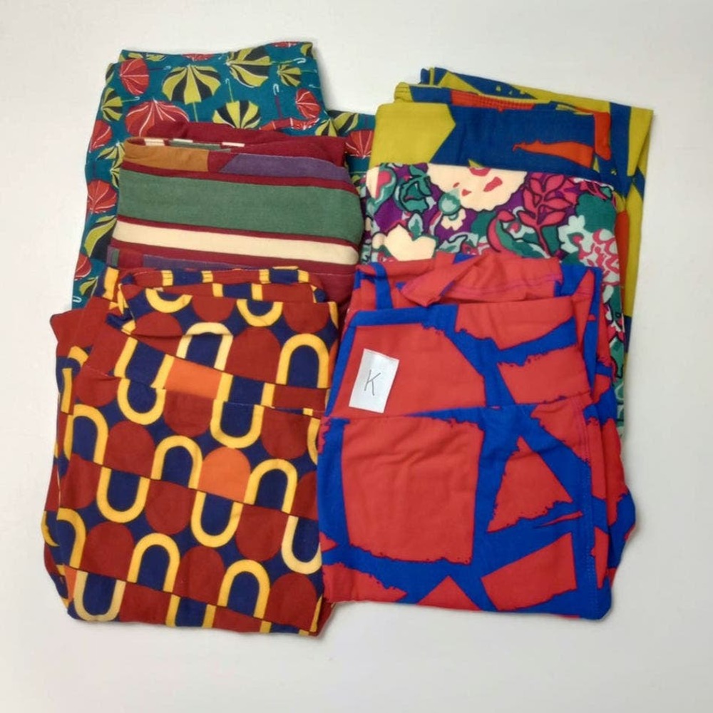 Lularoe Womens Colorful Printed Abstract Pull-On Leggings One Size Set Of 6